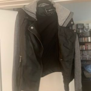 BNCI faux leather and sweatshirt jacket
